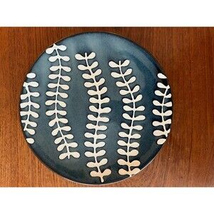 Mudpie Dessert or Cheese Plate Abstract Blue And White 8" Pottery Serving Plate